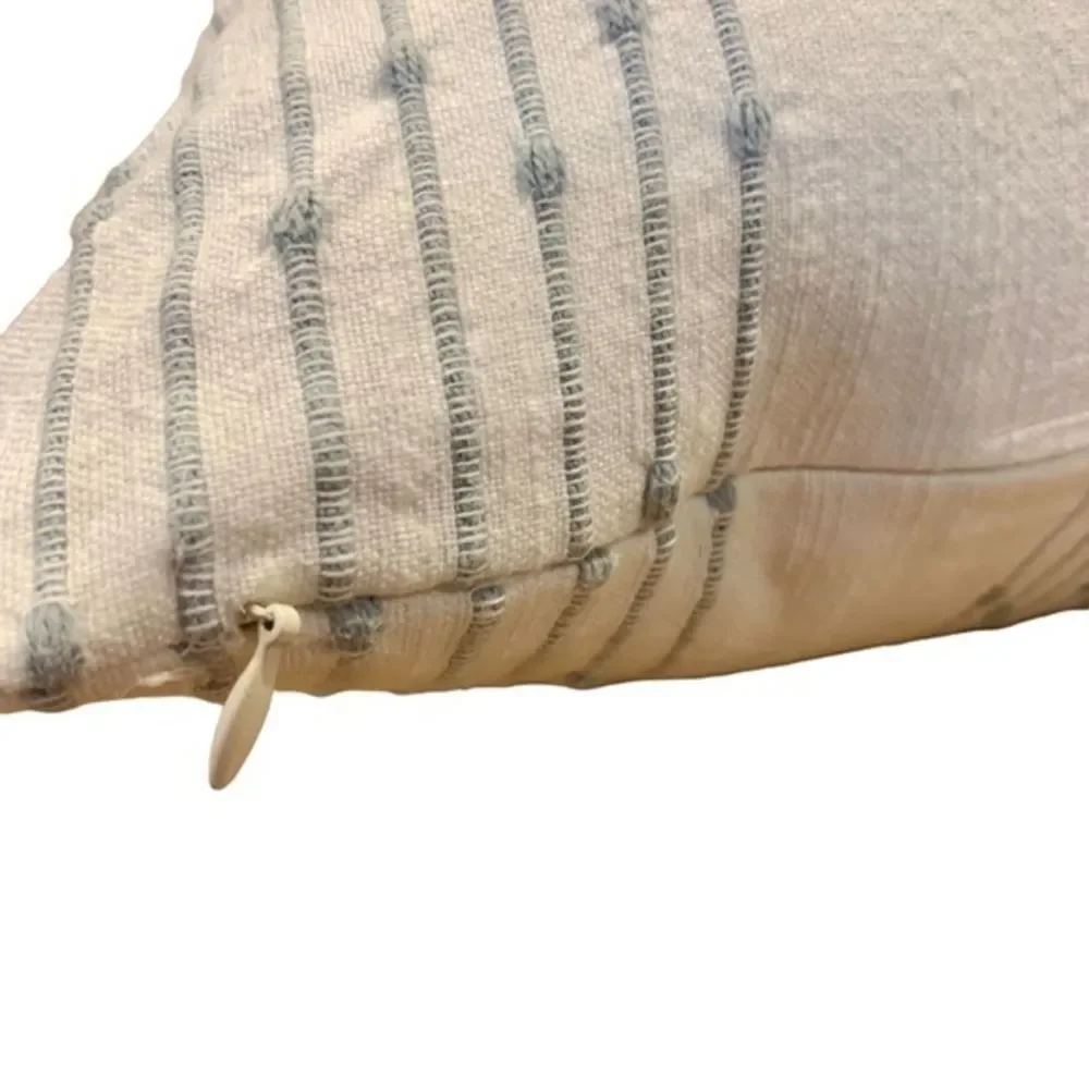 White‎ & Powder Blue Striped Pillow